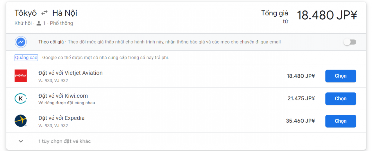 Cách tra giá vé máy bay rẻ nhất về Việt Nam tại Nhật Bản 14