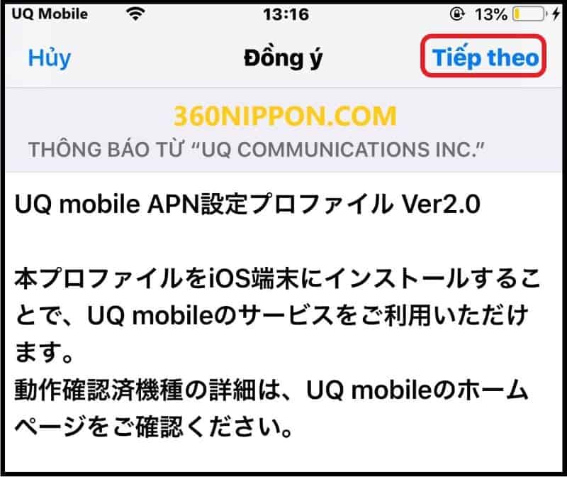 Cách cài đặt cấu hình mạng APN sim UQ mobile cho iphone-ipad 20