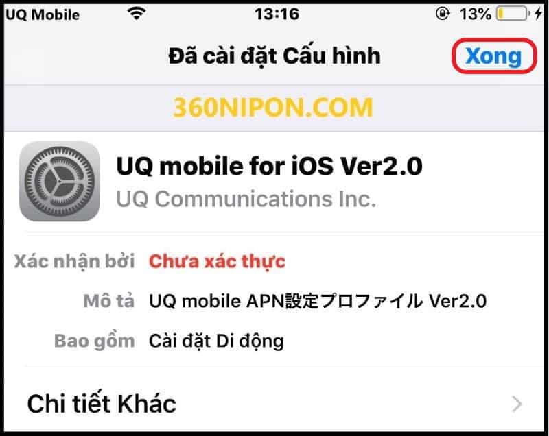 Cách cài đặt cấu hình mạng APN sim UQ mobile cho iphone-ipad 23