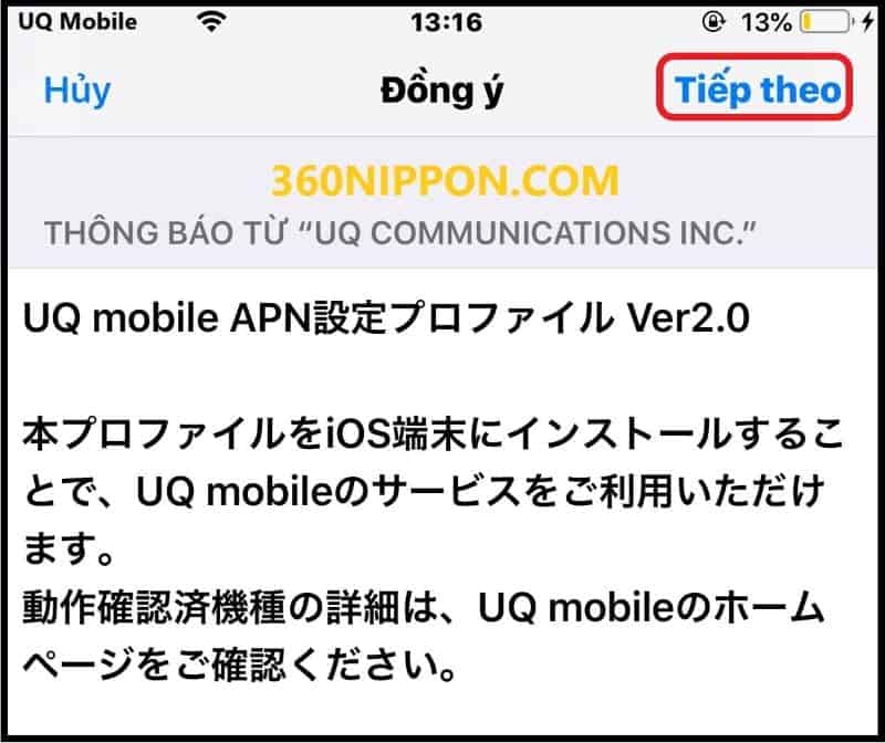 Cách cài đặt cấu hình mạng APN sim UQ mobile cho iphone-ipad 137