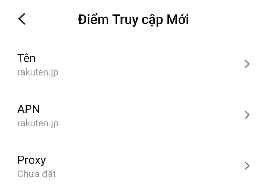 Cách cài đặt cấu hình apn sim rakuten un-limit cho android 15
